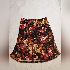 Pleione Multicolor Floral A-Line Skirt Size Medium